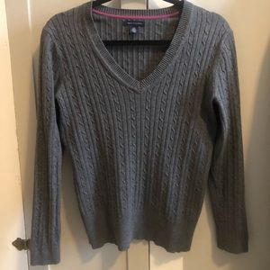 Tommy Hilfiger grey cable-knit sweater